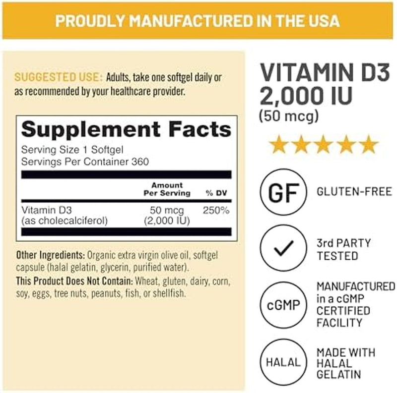 NatureWise Cápsulas de gel de vitamina D3 2000iu, de NatureWise, 1, 1