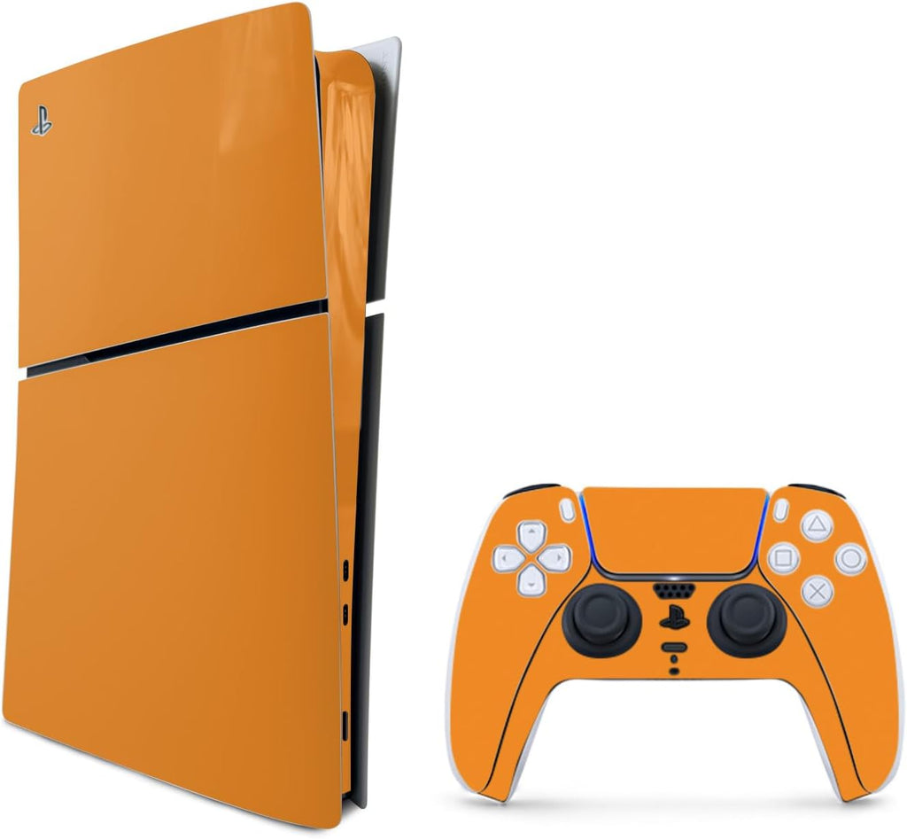 MightySkins Skin Compatible with PlayStation 5 Slim Digital Edition Bundle - Solid Orange | Protective, Durable, and Uni