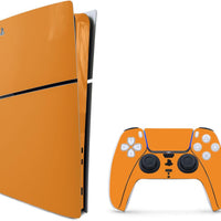 MightySkins Skin Compatible with PlayStation 5 Slim Digital Edition Bundle - Solid Orange | Protective, Durable, and Uni