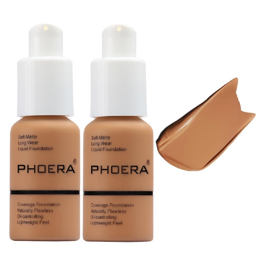 2Pack PHOERA Foundation,Full Coverage Foundation, Concealer Foundation Full Coverage Flawless New 30ml PHOERA 24HR Matte