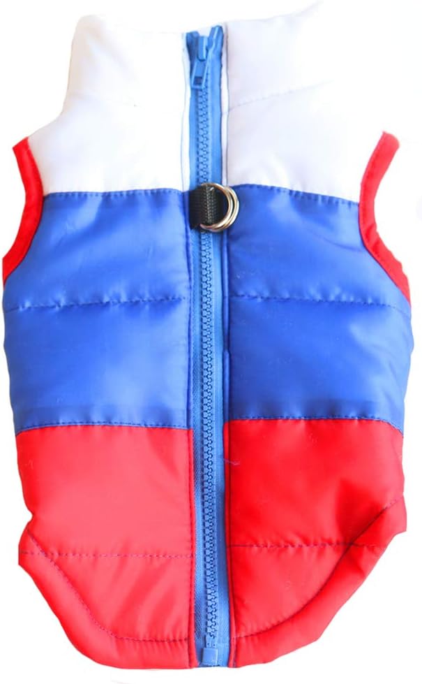 MaruPet Winter Warm Dog Coat for Cold Weather - Windproof & Waterproof, Small & Medium Sizes (White + Sapphire + Red)
