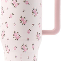 HydroJug Traveler 32oz, Insulated Tumbler with Handle & Straw, Wildrose