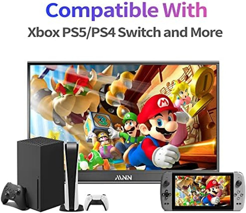 MNN 15.6" FHD 60Hz Portable Monitor USB-C HDMI IPS HDR Gaming Laptop
