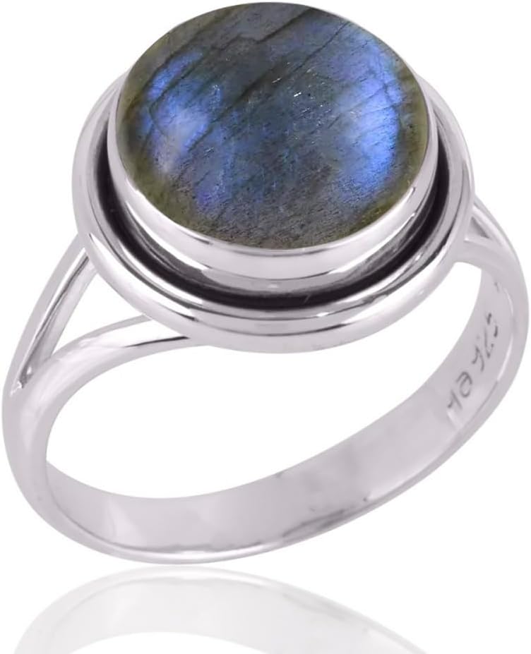 925 Sterling Silver Ring For Womens Labradorite Ring Sterling Silver Bohemian Ring Bezel Set Gemstone Ring
