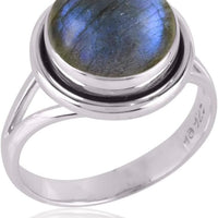925 Sterling Silver Ring For Womens Labradorite Ring Sterling Silver Bohemian Ring Bezel Set Gemstone Ring