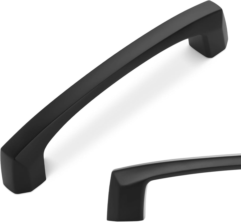 BUKOBYHE 10 Pack 3-3/4 Inch(96mm) Kitchen Cabinet Handles Matte Black Cabinet Pulls Zinc Alloy Drawer Pulls Solid Kitche