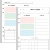 (2-Pack) Weekly Planner Refills for A5 Binders - 106 Sheets/212 Pages Undated Colorful Weekly Planner, 6-Hole Punched, 1