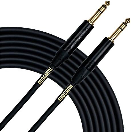 Mogami Gold TRS-TRS Audio Cable – 06 Ft Cord Neutral-Tone Interconnect for Powered Speakers & Soundboards – Quad Shield Noise Rejection