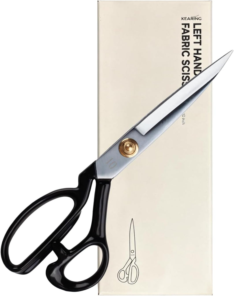 KEARING 10 Inch Heavy Duty Fabric Scissors for Cutting - 0.6 lb Left-Handed