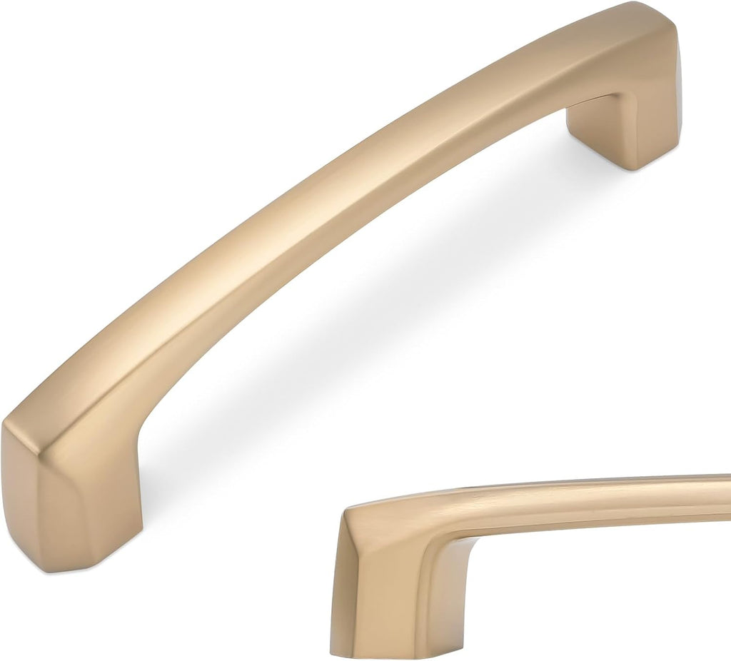 BUKOBYHE 10 Pack 3-3/4 Inch(96mm) Kitchen Cabinet Handles Champagne Bronze Cabinet Pulls Zinc Alloy Drawer Pulls Kitchen