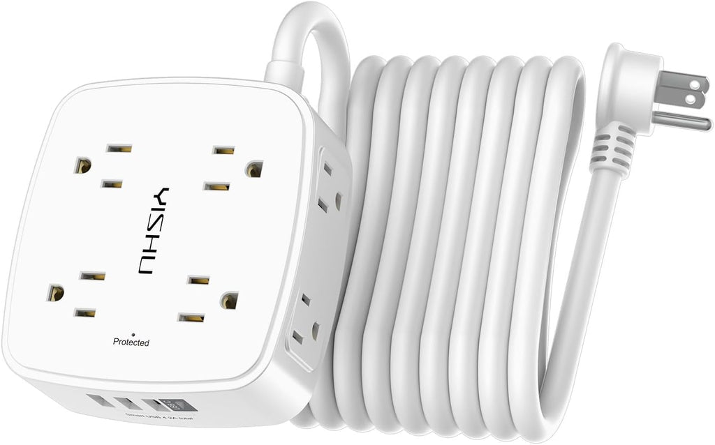 15 Ft Surge Protector Power Strip - 8 Widely Outlets with 4 USB Ports, 3 Side Outlet Extender with 15 Feet Extension Cor