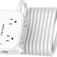 15 Ft Surge Protector Power Strip - 8 Widely Outlets with 4 USB Ports, 3 Side Outlet Extender with 15 Feet Extension Cor