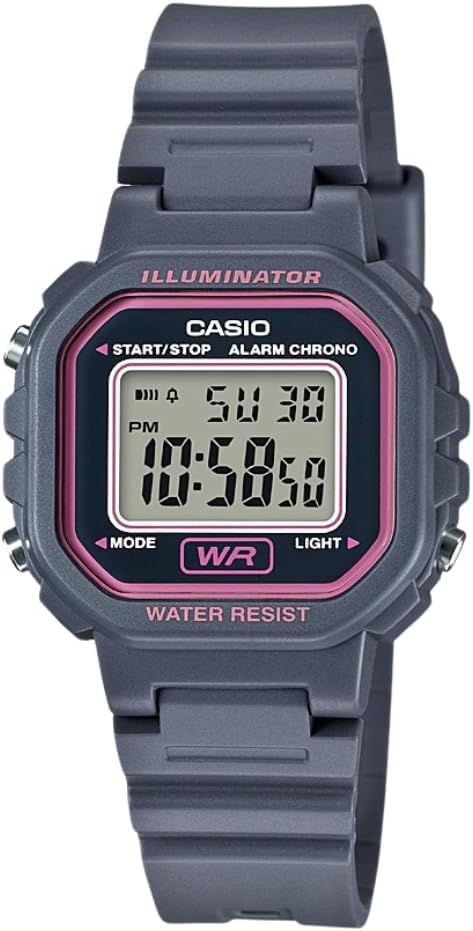Casio LA-20WH Series | Women's Digital Watch | Compact Square Design | LED Illuminator | 1/100-Second Stopwatch | Daily Alarm | 5-Year Battery