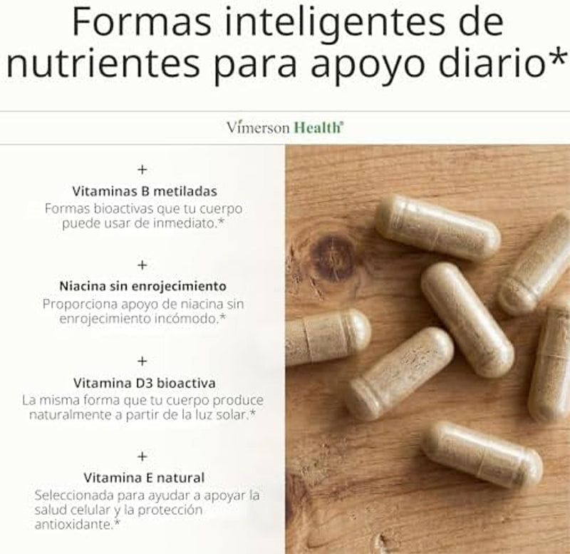 Visita la tienda de Vimerson Health Suplemento multivitamínico multimineral diario para hombres - Vitaminas A, C, E, D, B1, B2, B3, B5, B6, B12. Magnesio, biotina, espirulina, zinc. Antioxidante completo, energía e inmunológica. 60 cápsulas