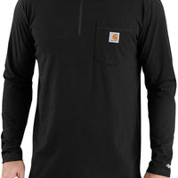 Carhartt Men's Force Relaxed Fit Midweight Long-Sleeve Quarter-Zip Mock-Neck T-Shirt, Black, Medium