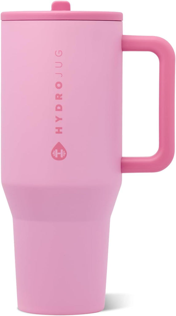 HydroJug Traveler 40oz, Insulated Tumbler with Handle & Straw, Petal