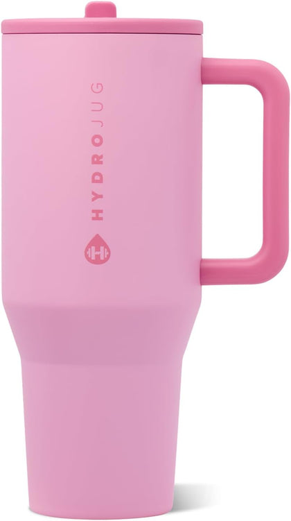HydroJug Traveler 40oz, Insulated Tumbler with Handle & Straw, Petal