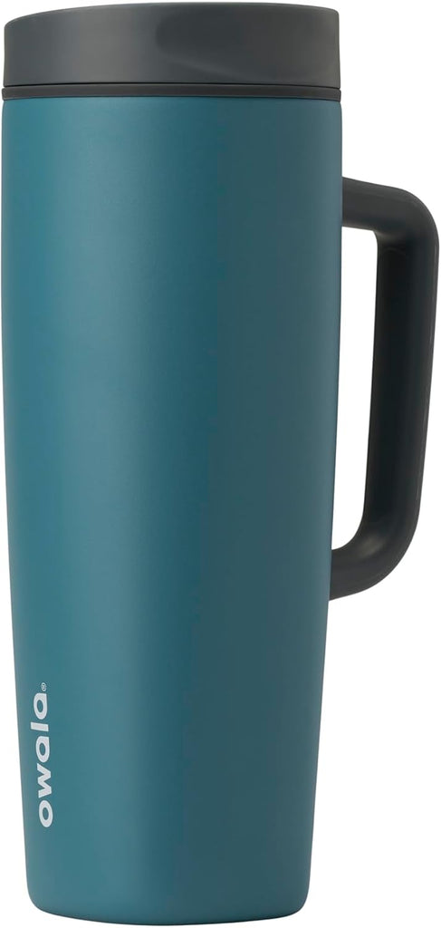 Owala SmoothSip Slider Stainless Steel Insulated Travel Mug with Handle, 100% Leak Proof, For Hot and Cold Drinks, Trave