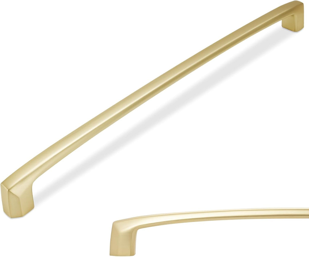 BUKOBYHE 10 Pack 12-3/5 Inch(320mm) Kitchen Cabinet Handles Brushed Brass Cabinet Pulls Zinc Alloy Drawer Pulls Solid Ki