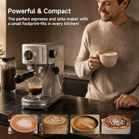 HIBREW H10B Programmable Espresso Machine with LED Display & Pressure Gauge | 20 Bar Compact Stainless Steel Coffee Maker with Milk Frother, 51mm Portafilter for Cappuccino Latte