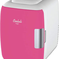 Cooluli Skincare Mini Fridge for Bedroom - Car, Office Desk & Dorm Room - Portable 4L/6 Can Electric Plug In Cooler & Warmer for Food, Drinks, Beauty & Makeup, 12v AC/DC & Exclusive USB, Fuchsia