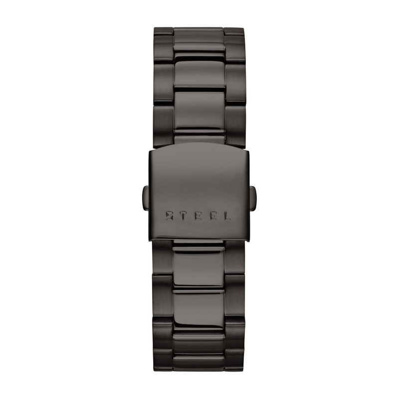 Reloj cronógrafo GUESS de acero inoxidable, resistente al agua, con cronógrafo, dial gris y correa de acero inoxidable