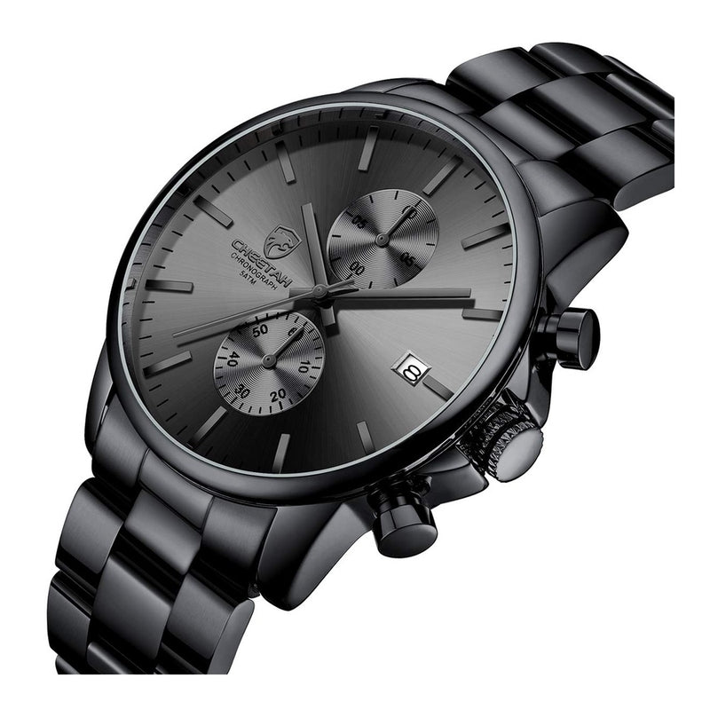 Reloj cronógrafo para hombre GOLDEN HOUR, acero inoxidable, resistente al agua, movimiento de cuarzo y fecha automática