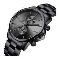 Reloj cronógrafo para hombre GOLDEN HOUR, acero inoxidable, resistente al agua, movimiento de cuarzo y fecha automática