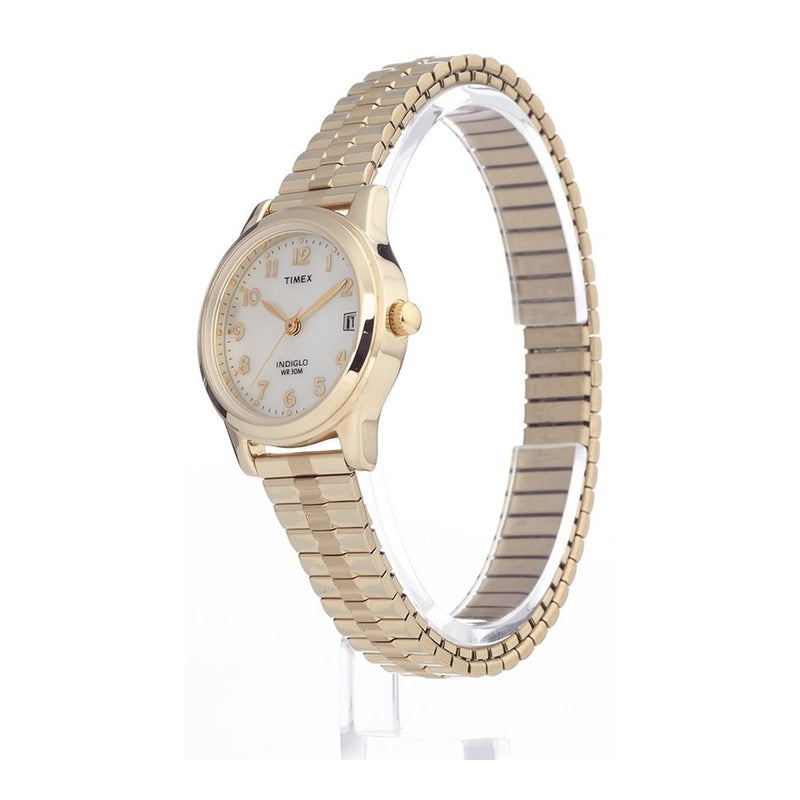Timex Reloj Essex Ave para mujer en oro con esfera nácar, resistente al agua, tecnología Indiglo, pulsera ajustable