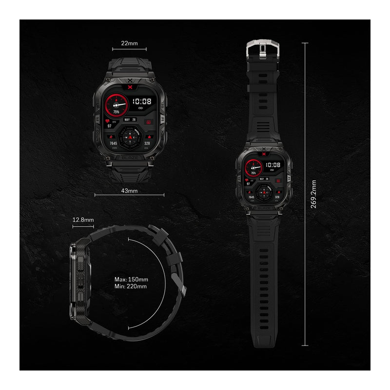 CARBINOX Blaze Smart Watch - GPS, 170+ modos deportivos, resistente al agua IP69K, compatible con Android/iOS, llamadas