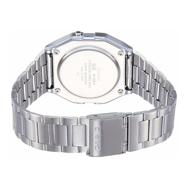 CASIO A158WA-1 Reloj digital para hombre con retroiluminación LED, cronómetro, alarma diaria y resistencia al agua