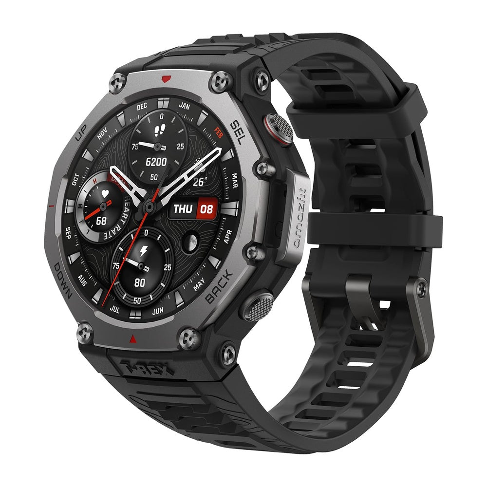 Amazfit T-Rex 3 - Reloj Inteligente Resistente Negro Con Pantalla Amoled 1.5 Pulgadas, Gps De Doble Banda Y 27 Días De Batería