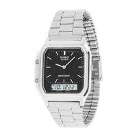 Casio Reloj Unisex AQ-230A de Acero Para Adultos, Pantalla Analógico-Digital, Resistente al Agua, Temporizador