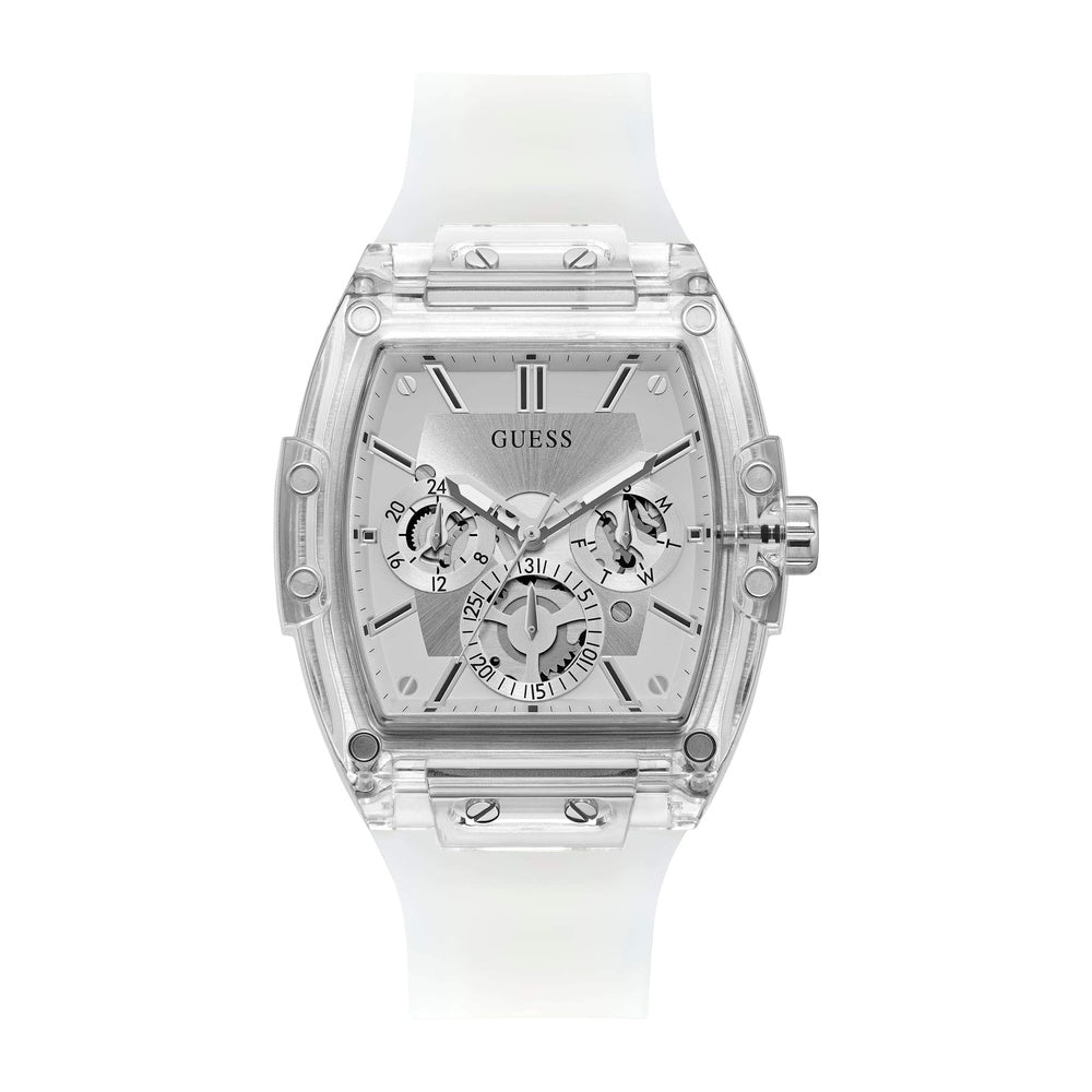 Reloj para hombre GUESS Trend Tonneau con esfera multifuncional de día, fecha y hora internacional