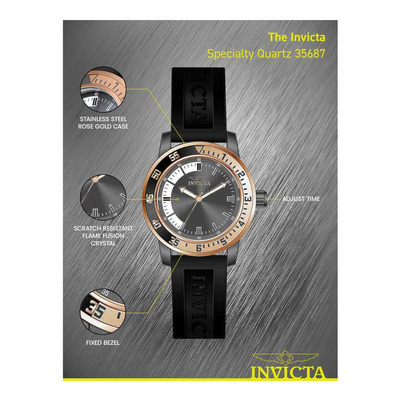 Reloj de cuarzo Invicta Specialty para hombre con correa de silicona, resistente al agua y manecillas luminosas