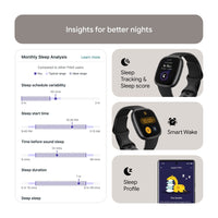Fitbit Versa 4 Fitness - Reloj Inteligente con Preparación Diaria, GPS, Frecuencia Cardíaca 24/7 y Más, Negro/Grafito, Talla Única