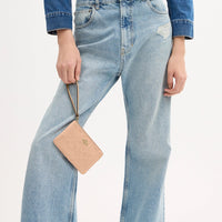 Coach corner zip wristlet in signature leather