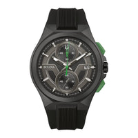 Bulova Maquina Sport - Reloj de cuarzo para hombre con caja de acero inoxidable negro, cronógrafo 6 manecillas y correa de silicona