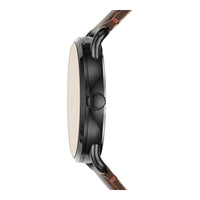 Reloj Fossil Copeland para hombre, acero inoxidable y cuero, movimiento de cuarzo con esfera negra e índices romanos, resistente al agua