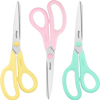 iBayam 8.5" All Purpose Yellow Pink Teal Scissors for School Office Teacher