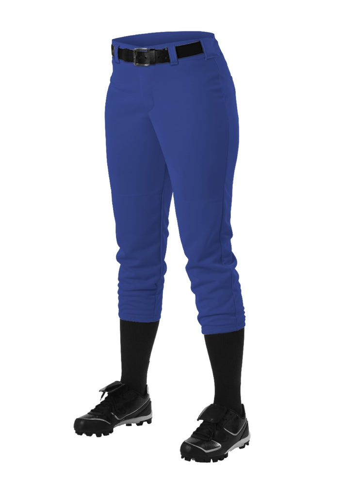 Athletic Fastpitch Softball Pants for Women. Low Rise Double Knit Royal Softball Pants with Belt Loop (Style 605PBW) Large