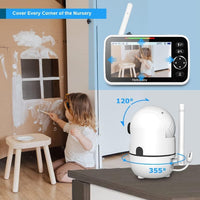HelloBaby No WiFi Baby Monitor Camera and Audio HB6550, 5" Video Screen