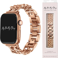 My Pretty Strap Double Chain Band Compatible with Apple WATCH SE Series 8 7 6 5 4 3 2 1, 38/40/41mm or 42/44/45/49mm for