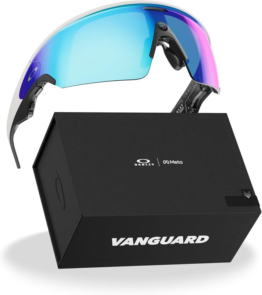 Amazon Oakley | Meta Vanguard with Meta AI, Audio, Photo, Video Compatibility - White, Prizm™ Sapphire