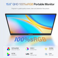 InnoView 2K Portable Monitor 15.6" QHD 100% sRGB, Built-in 180° Adjustable Stand Travel Monitor USB C Standard HDMI Ultra-Slim Portable Monitor for Laptop MacBook Phone PS5 Xbox Switch