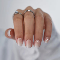 BTArtbox - Uñas postizas cortas cuadradas con efecto ombré color vainilla, de gel suave, reutilizables, con pegamento, 30 piezas en 15 tamaños, diseño Vanilla Cream