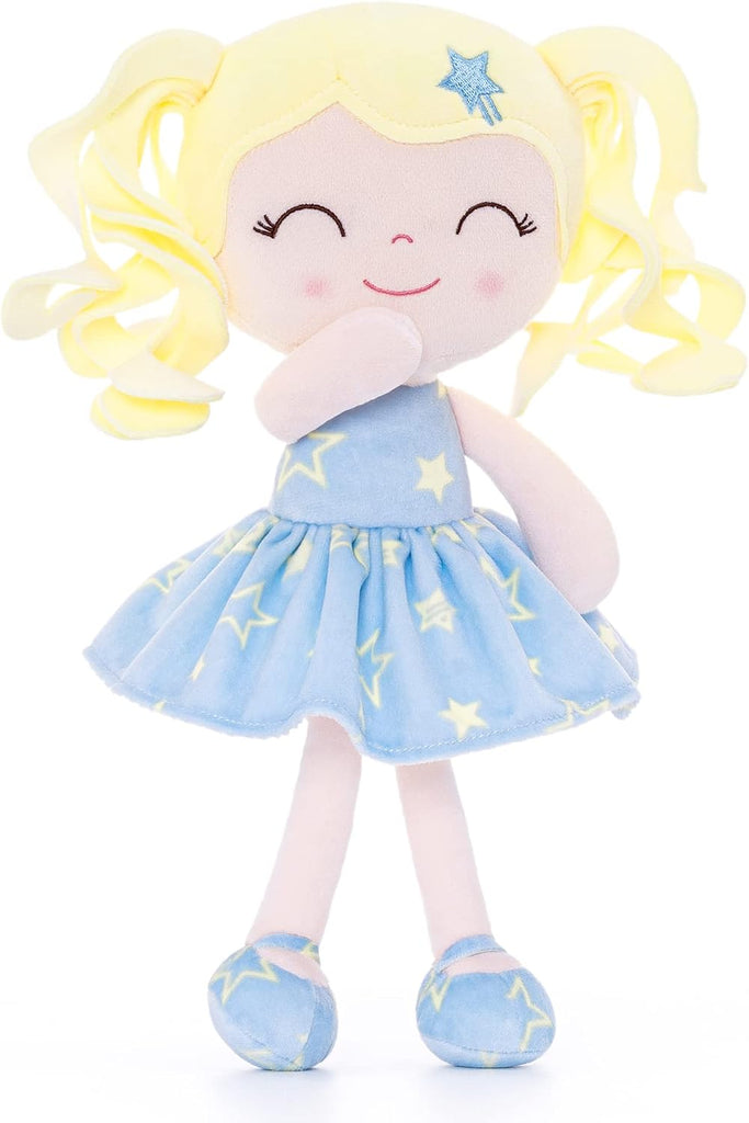 Gloveleya Baby Dolls Soft Snuggly First Baby Girl Gifts Soft Doll for Girls with Star Printed Blue Dress Galaxy Series