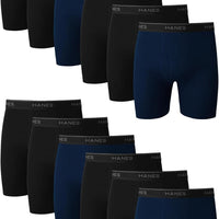 Hanes Men's Boxer Brief Underwear Pack, Cotton Boxer Briefs, Moisture-Wicking, Assorted Solids, 12-Pack