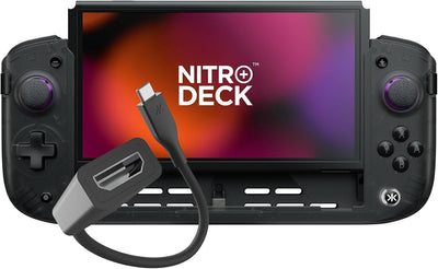 CRKD Nitro Deck+ with HDMI Adapter - Handheld Pro Controller for Nintendo Switch & OLED Model - TV Dockable - Programmable Sidekicks & Back Buttons - True Collection System (Clear Black Edition)