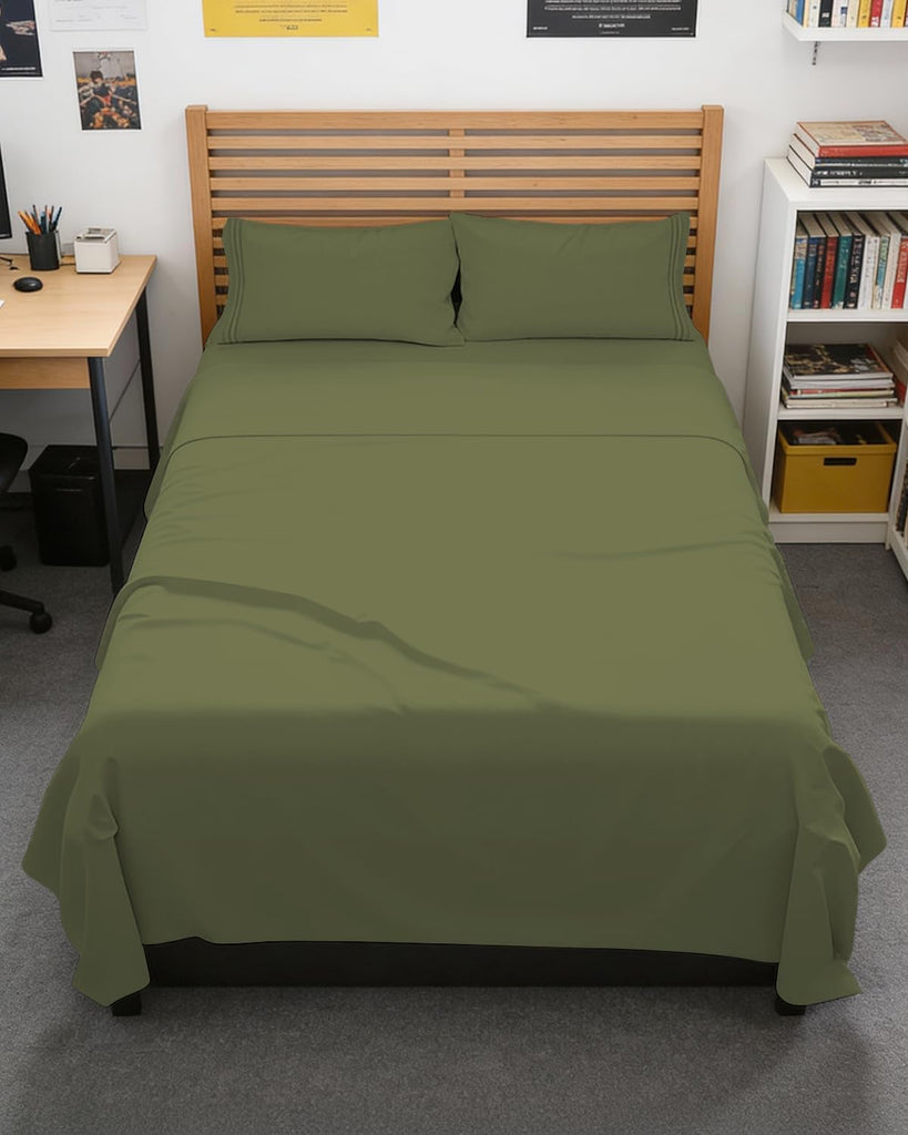 Full XL Sheets - 4 Piece Full XL Sheet Set - Cool & Breathable - Sage Green